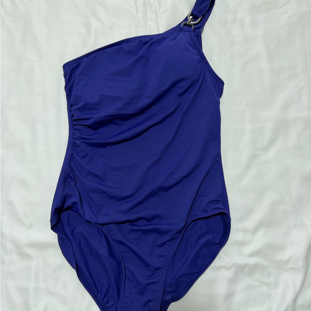 MICHAEL Michael Kors Royal Blue One-Shoulder Swimsuit